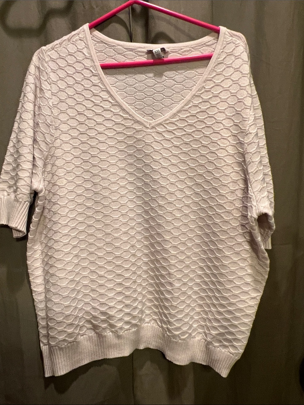 Ella Moss Cream Short-Sleeve V-Neck Textured Sweater